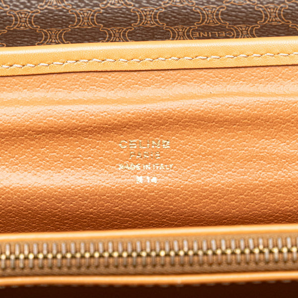 セリーヌ マカダム ビジネスバッグ ブリーフケース ショルダーバッグ 2WAY ブラウン PVC レザー メンズ CELINE 【中古】