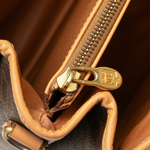 セリーヌ マカダム ビジネスバッグ ブリーフケース ショルダーバッグ 2WAY ブラウン PVC レザー メンズ CELINE 【中古】