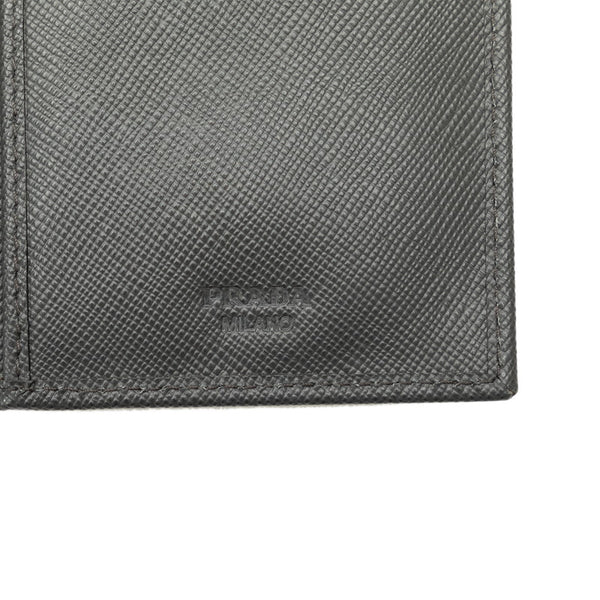 プラダ サフィアーノ ロゴ 二つ折り長財布 グレー レザー レディース PRADA 【中古】