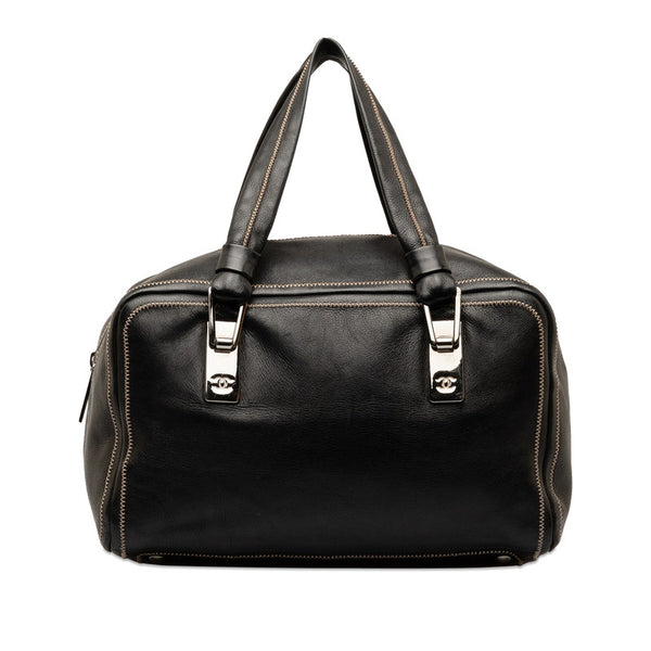 シャネル ココマーク ハンドバッグ ミニボストンバッグ ブラック レザー レディース CHANEL 【中古】