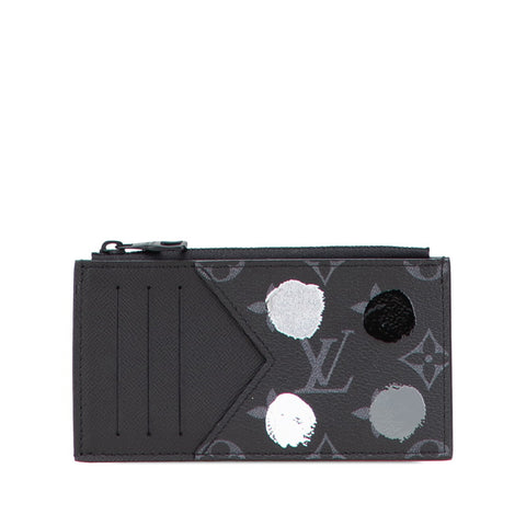 ルイ ヴィトン × 草間彌生 モノグラム エクリプス コインカード ホルダー カードケース M81930 ブラック シルバー レザー レディース LOUIS VUITTON 【中古】