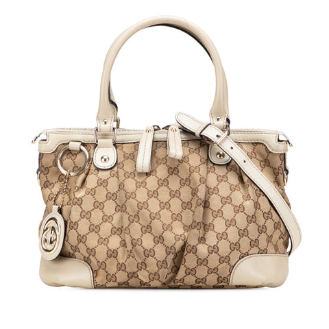 グッチ GGキャンバス スーキー  ハンドバッグ ショルダーバッグ 2WAY 247902 ベージュ アイボリー キャンバス レザー レディース GUCCI 【中古】