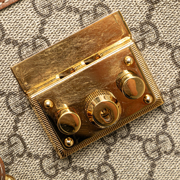 グッチ GGスプリーム パドロック チェーン ショルダーバッグ 498156 ベージュ ブラウン PVC レザー レディース GUCCI 【中古】