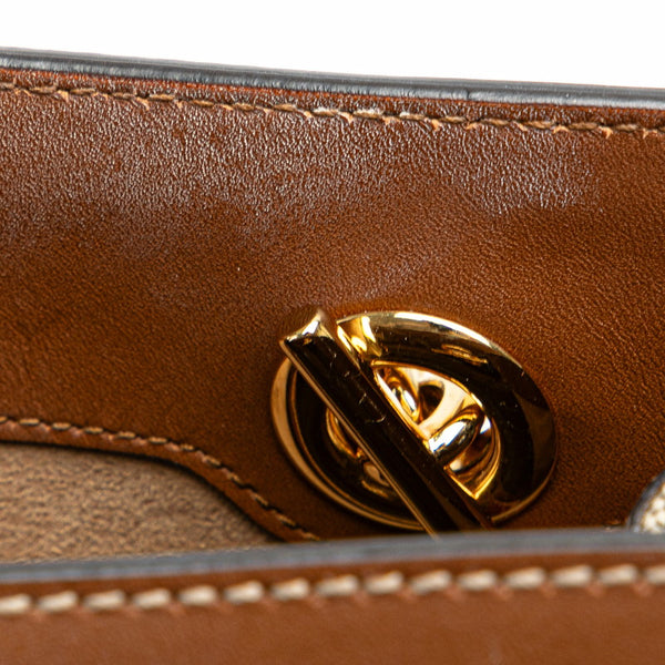 グッチ GGスプリーム パドロック チェーン ショルダーバッグ 498156 ベージュ ブラウン PVC レザー レディース GUCCI 【中古】