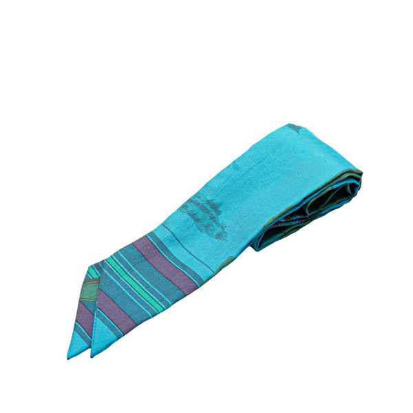 エルメス ツイリー スカーフ ブルー マルチカラー シルク レディース HERMES 【中古】