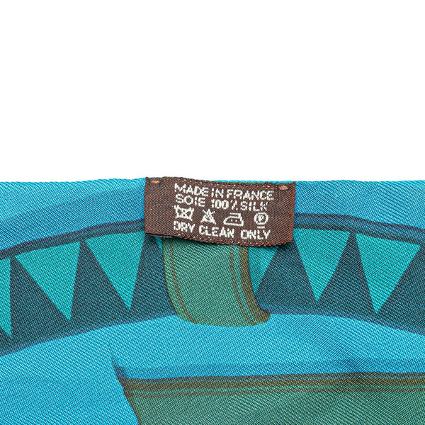 エルメス ツイリー スカーフ ブルー マルチカラー シルク レディース HERMES 【中古】