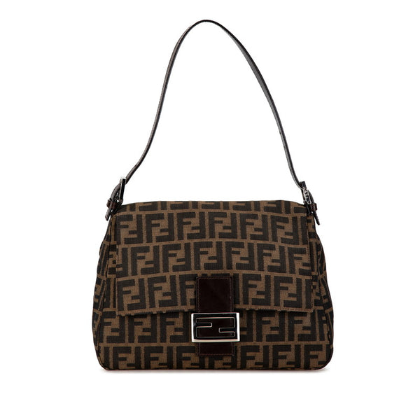 フェンディ ズッカ マンマバケット ワンショルダーバッグ ブラウン キャンバス レザー レディース FENDI 【中古】