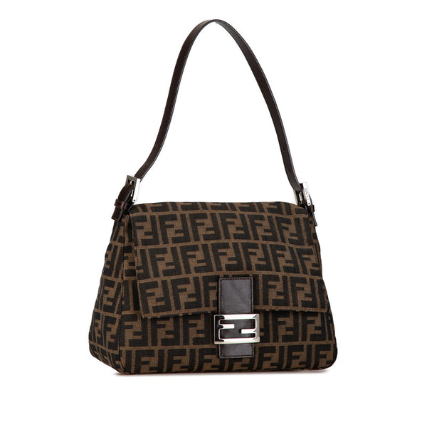 フェンディ ズッカ マンマバケット ワンショルダーバッグ ブラウン キャンバス レザー レディース FENDI 【中古】