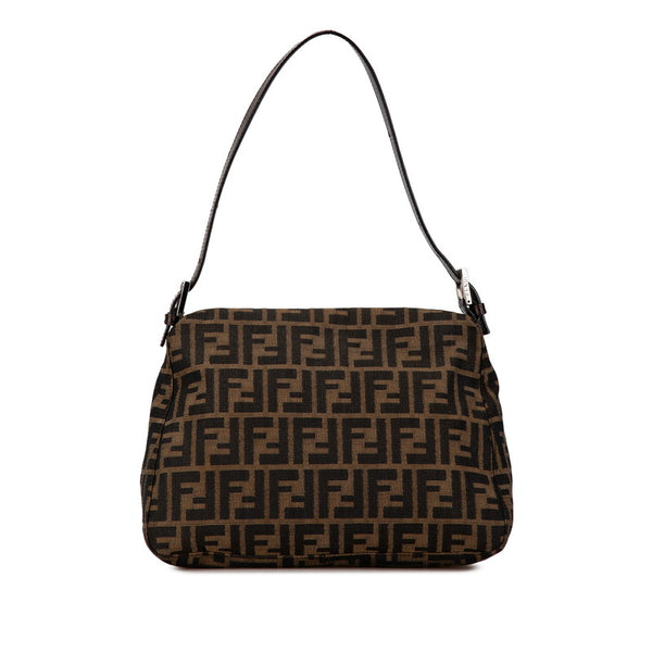 フェンディ ズッカ マンマバケット ワンショルダーバッグ ブラウン キャンバス レザー レディース FENDI 【中古】