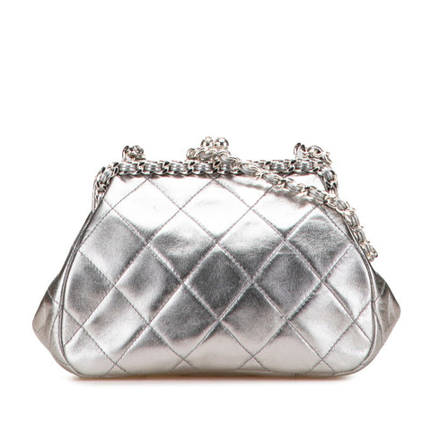 シャネル マトラッセ ココマーク がま口 チェーン ショルダーバッグ シルバー ラムスキン レディース CHANEL 【中古】