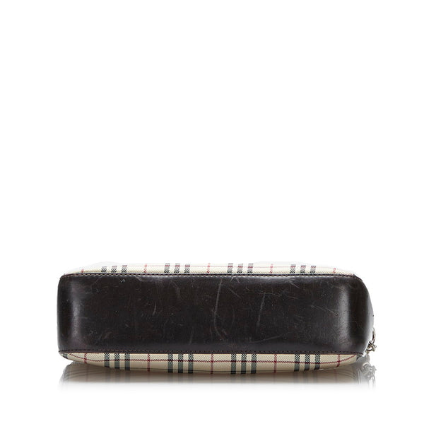 バーバリー ノバチェック ワンショルダーバッグ ハンドバッグ ブラウン キャンバス レザー レディース BURBERRY 【中古】