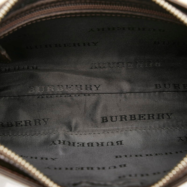 バーバリー ノバチェック ワンショルダーバッグ ハンドバッグ ブラウン キャンバス レザー レディース BURBERRY 【中古】