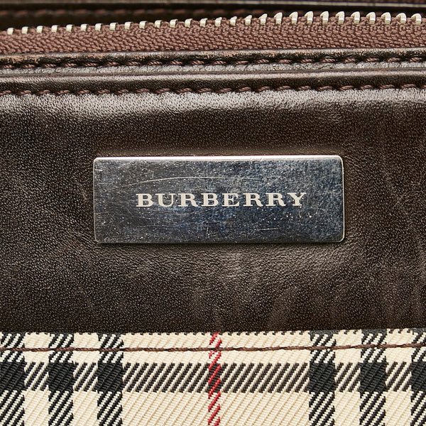 バーバリー ノバチェック ワンショルダーバッグ ハンドバッグ ブラウン キャンバス レザー レディース BURBERRY 【中古】