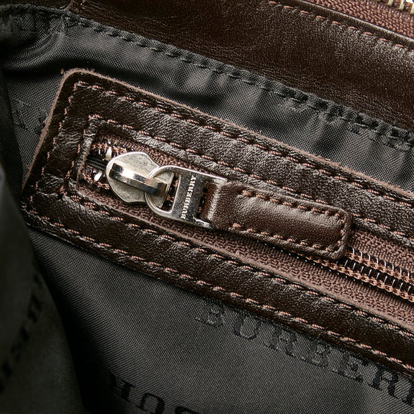 バーバリー ノバチェック ワンショルダーバッグ ハンドバッグ ブラウン キャンバス レザー レディース BURBERRY 【中古】