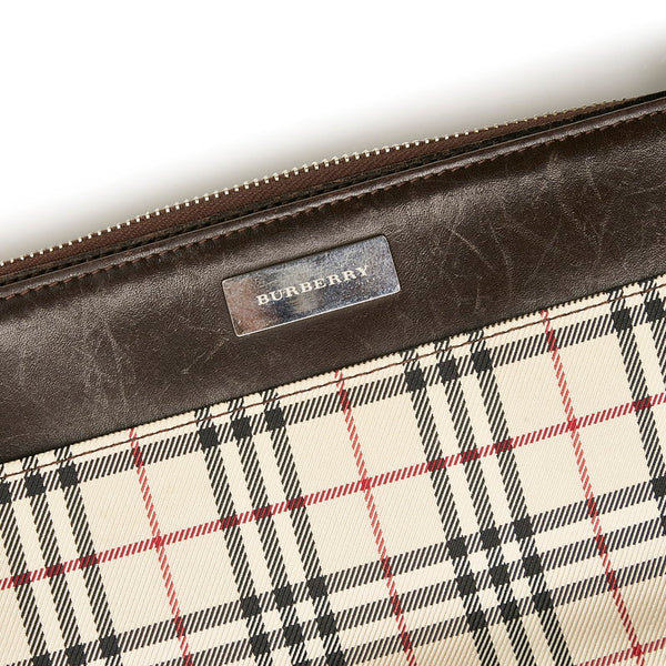 バーバリー ノバチェック ワンショルダーバッグ ハンドバッグ ブラウン キャンバス レザー レディース BURBERRY 【中古】