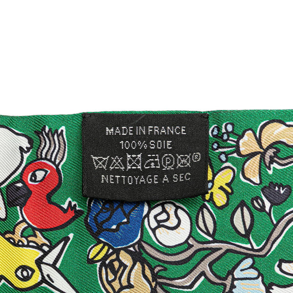 エルメス ツイリー Mille et Un Lapins 千と一のウサギ スカーフ グリーン マルチカラー シルク レディース HERMES 【中古】