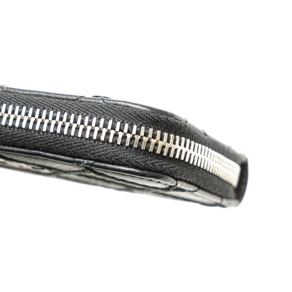 シャネル ココマーク ワイルドステッチ ラウンドファスナー コインケース コインパース ブラック レザー レディース CHANEL 【中古】