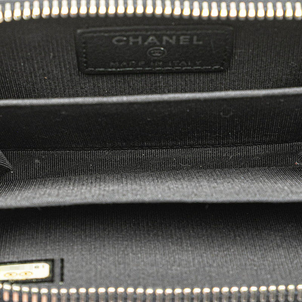 シャネル ココマーク ワイルドステッチ ラウンドファスナー コインケース コインパース ブラック レザー レディース CHANEL 【中古】