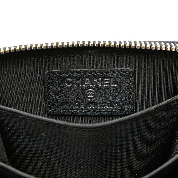 シャネル ココマーク ワイルドステッチ ラウンドファスナー コインケース コインパース ブラック レザー レディース CHANEL 【中古】