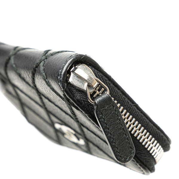 シャネル ココマーク ワイルドステッチ ラウンドファスナー コインケース コインパース ブラック レザー レディース CHANEL 【中古】