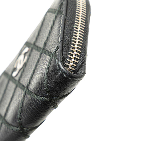 シャネル ココマーク ワイルドステッチ ラウンドファスナー コインケース コインパース ブラック レザー レディース CHANEL 【中古】