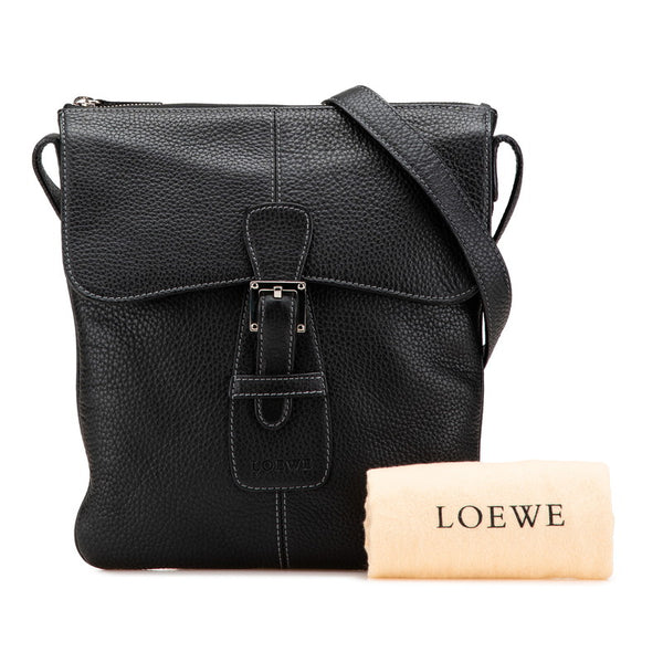 ロエベ 斜め掛け ショルダーバッグ ブラック グレインカーフレザー レディース LOEWE 【中古】