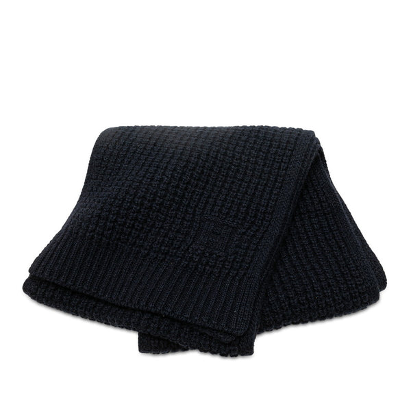 エルメス マフラー ネイビー カシミヤ ジベリン レディース HERMES 【中古】