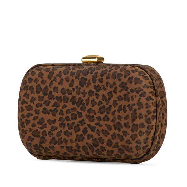 ボッテガヴェネタ レオパード クラッチバッグ カーキグリーン ブラウン ナイロン レディース BOTTEGAVENETA 【中古】
