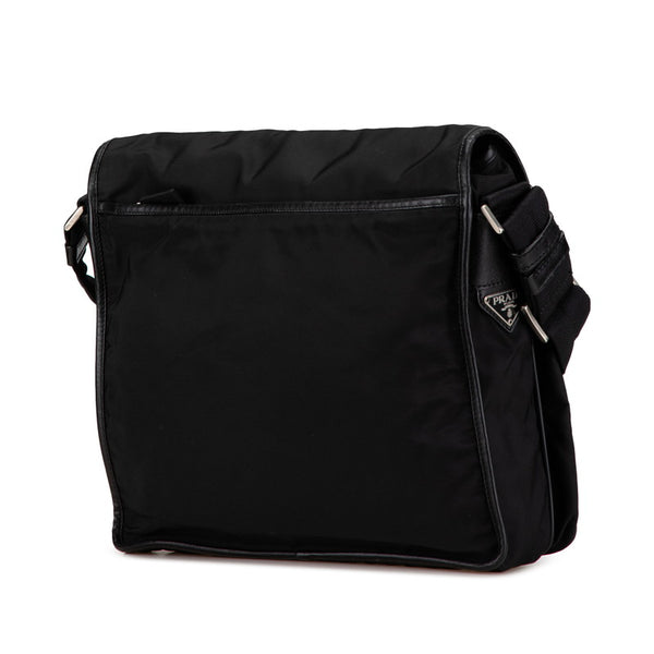 プラダ 三角ロゴプレート ショルダーバッグ メッセンジャーバッグ ブラック ナイロン レザー レディース PRADA 【中古】
