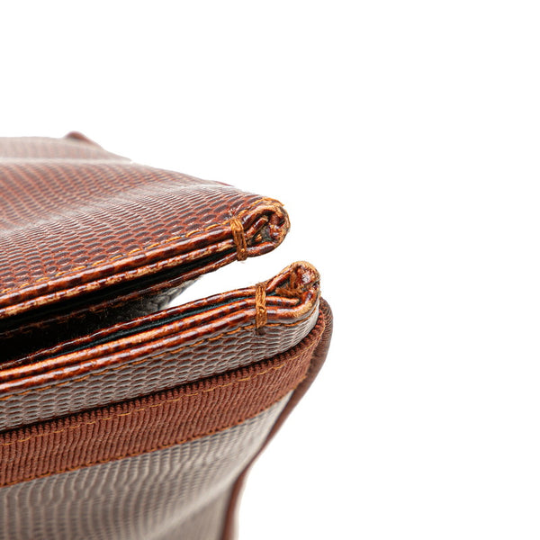 サルヴァトーレフェラガモ ヴァラ 型押し ハンドバッグ トートバッグ BK-21 2530 ブラウン レザー レディース Salvatore Ferragamo 【中古】