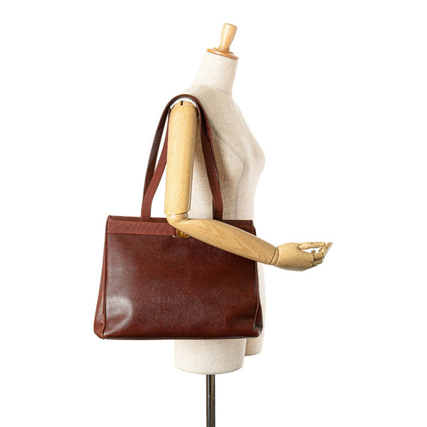 サルヴァトーレフェラガモ ヴァラ 型押し ハンドバッグ トートバッグ BK-21 2530 ブラウン レザー レディース Salvatore Ferragamo 【中古】