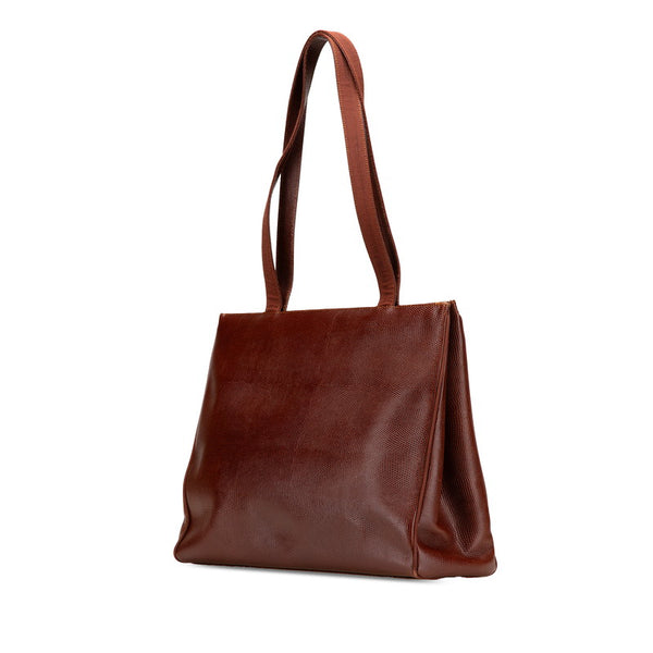 サルヴァトーレフェラガモ ヴァラ 型押し ハンドバッグ トートバッグ BK-21 2530 ブラウン レザー レディース Salvatore Ferragamo 【中古】