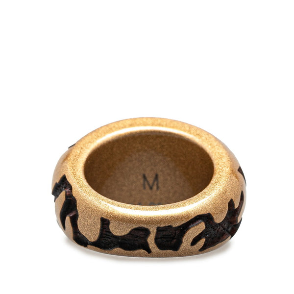 ルイ ヴィトン バーグ レオ モノグラム リング 指輪 #M ゴールド ブラック ウッド レディース LOUIS VUITTON 【中古】