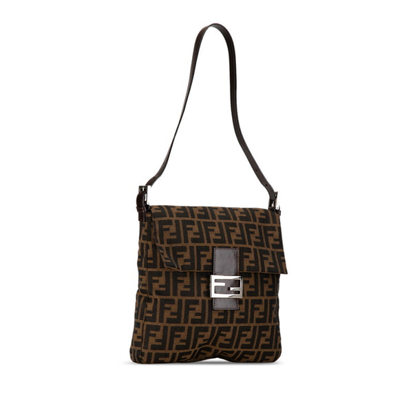 フェンディ ズッカ マンマバケット ハンドバッグ ワンショルダーバッグ ブラウン キャンバス レザー レディース FENDI 【中古】