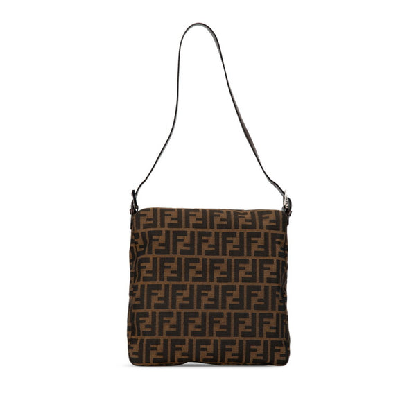フェンディ ズッカ マンマバケット ハンドバッグ ワンショルダーバッグ ブラウン キャンバス レザー レディース FENDI 【中古】