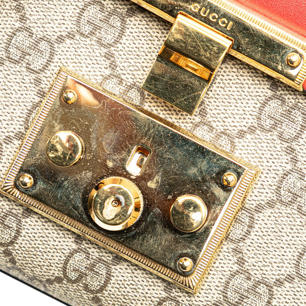 グッチ GGスプリーム 斜め掛け チェーン ショルダーバッグ 409487 ベージュ レッド ピンク PVC レザー レディース GUCCI 【中古】