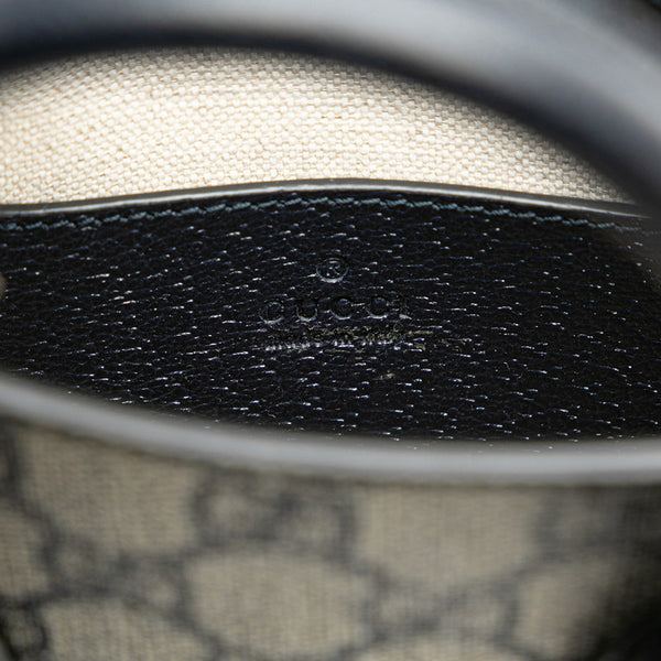 グッチ GGスプリーム インターロッキングG ミニハンドバッグ ショルダーバッグ 2WAY 671623 ネイビー PVC レザー レディース GUCCI 【中古】