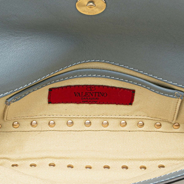 ヴァレンティノ ロックスタッズ クラッチバッグ ブルー レザー レディース VALENTINO 【中古】