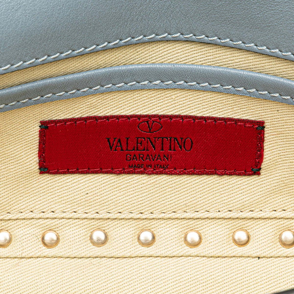 ヴァレンティノ ロックスタッズ クラッチバッグ ブルー レザー レディース VALENTINO 【中古】