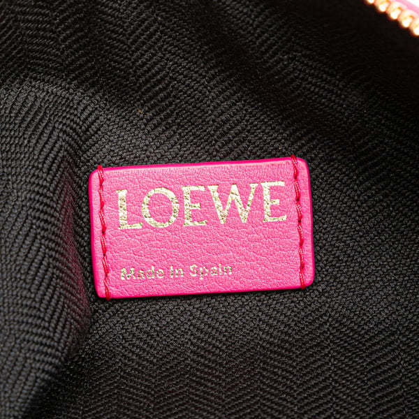 ロエベ アナグラム キュービィバッグ スモール ハンドバッグ ネオンピンク レザー ジャガード レディース LOEWE 【中古】