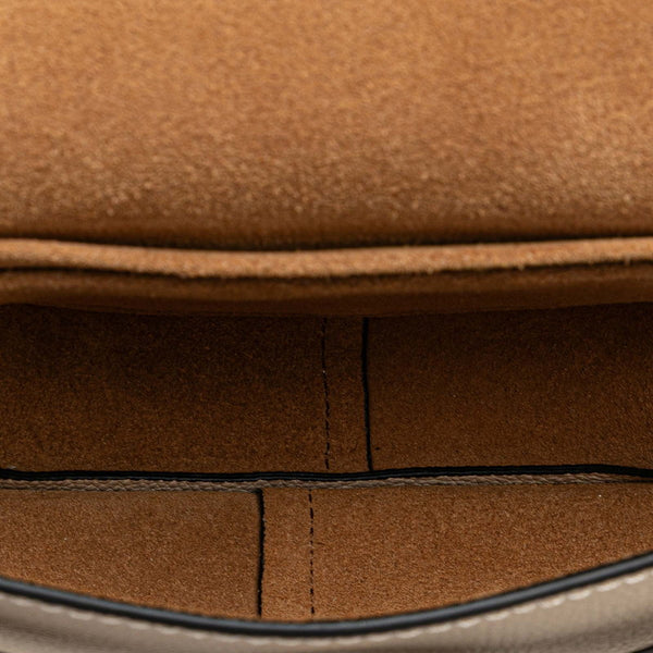 ロエベ アナグラム ゲートバッグ ミニ 斜め掛け ショルダーバッグ グレージュ ベージュ レザー レディース LOEWE 【中古】