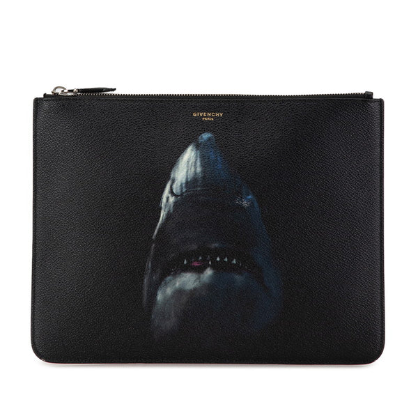 ジバンシー サメ シャーク プリント クラッチバッグ セカンドバッグ ブラック レザー メンズ Givenchy 【中古】