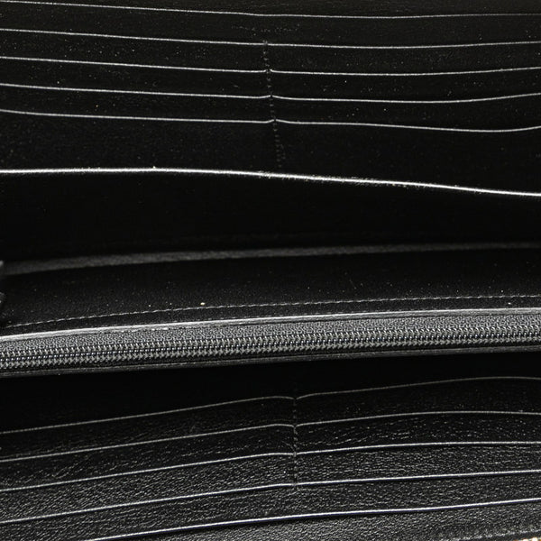 サンローラン YSLロゴ ラウンドファスナー 長財布 ブラック レザー メンズ SAINT LAURENT 【中古】