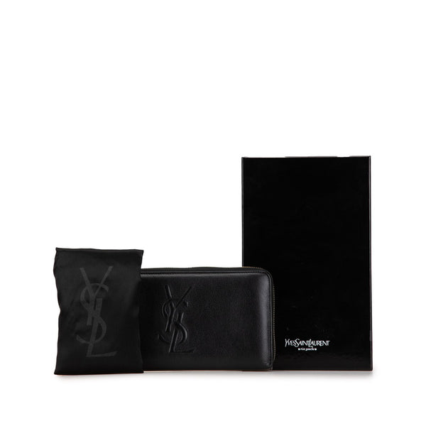 サンローラン YSLロゴ ラウンドファスナー 長財布 ブラック レザー メンズ SAINT LAURENT 【中古】