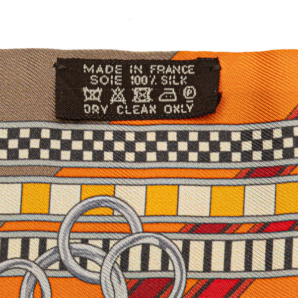 エルメス ツイリー BRIDES ET GRIS GRIS 馬勒とチャーム スカーフ オレンジ マルチカラー シルク レディース HERMES 【中古】