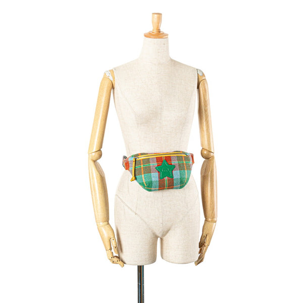 グッチ チルドレン チェック スター ウエストバッグ 502095 グリーン マルチカラー キャンバス レザー レディース GUCCI 【中古】