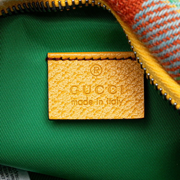 グッチ チルドレン チェック スター ウエストバッグ 502095 グリーン マルチカラー キャンバス レザー レディース GUCCI 【中古】