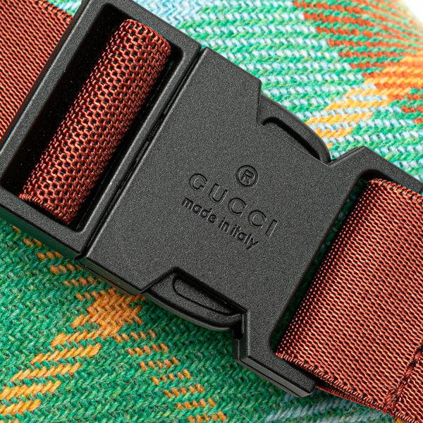 グッチ チルドレン チェック スター ウエストバッグ 502095 グリーン マルチカラー キャンバス レザー レディース GUCCI 【中古】