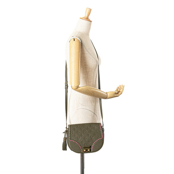 ルイ ヴィトン モノグラム アンプラント ジュノ ショルダーバッグ M43146 カーキグリーン ピンク レザー レディース LOUIS VUITTON 【中古】