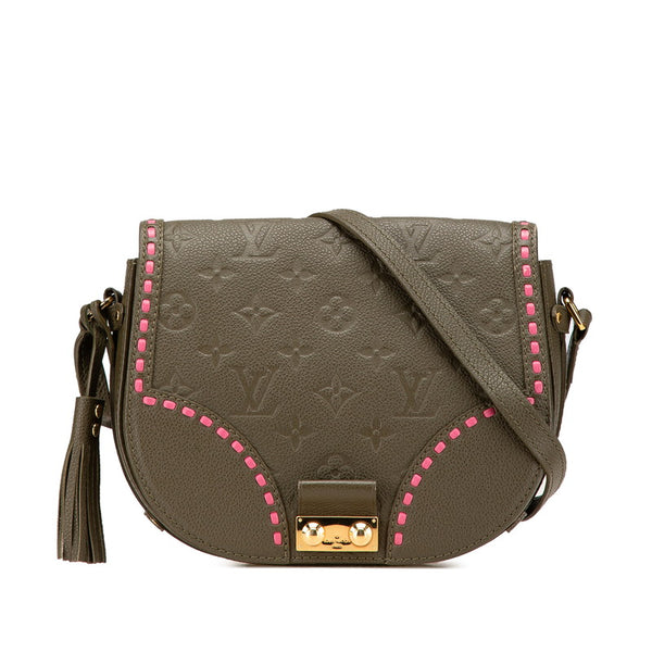 ルイ ヴィトン モノグラム アンプラント ジュノ ショルダーバッグ M43146 カーキグリーン ピンク レザー レディース LOUIS VUITTON 【中古】